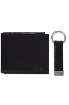 Calvin Klein Men's RFID Blocking Leather Bifold Coin Wallet- Black